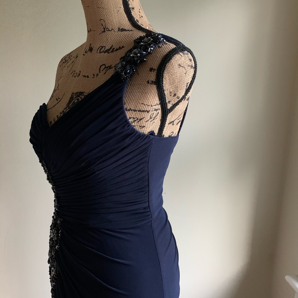 Xscape blue one shoulder dress size 4 - Picture 9 of 16